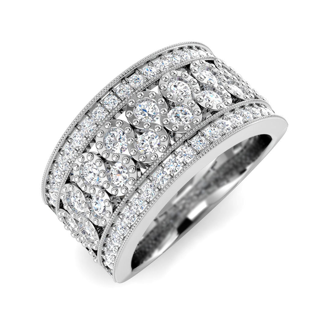Round Cut Diamond Ring, Half Eternity Ring, Natural Diamond Ring