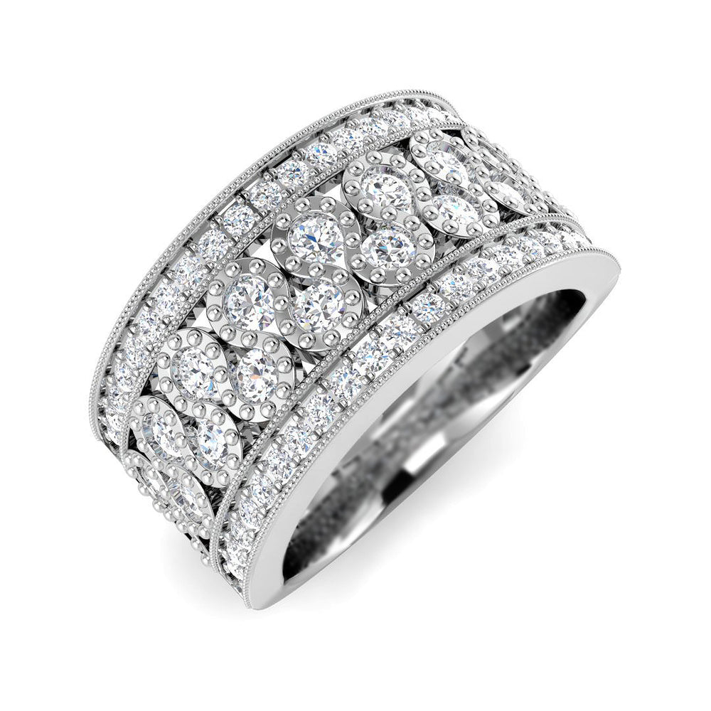 Round Cut Diamond Ring, Half Eternity Ring, Natural Diamond Ring