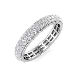 Three Row Diamond Ring, Pave Diamond Ring, Round Diamond Ring