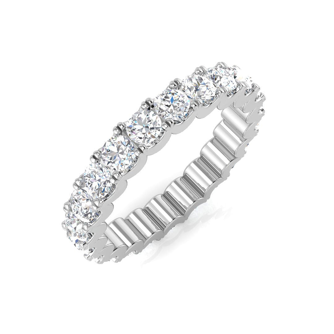 1.00 to 4.00 Carat Lab-Grown Round Cut D/VVS Diamond U-Prong Set Full Eternity Ring.