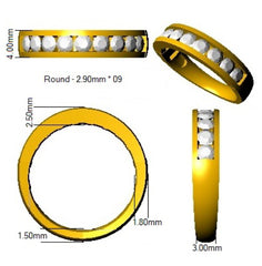 0.90Carat D-E/VS Lab Grown Diamond Half Eternity Wedding Ring 950 Platinum Ready To Ship