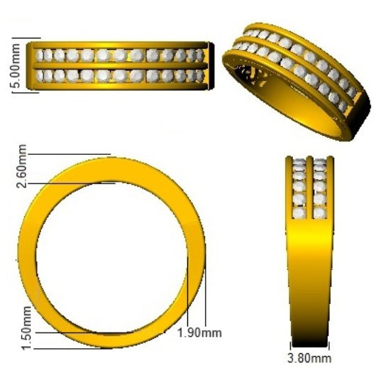 Lab-Grown Double Row Diamond Channel Set Half Eternity Ring | 0.5ct - 1ct