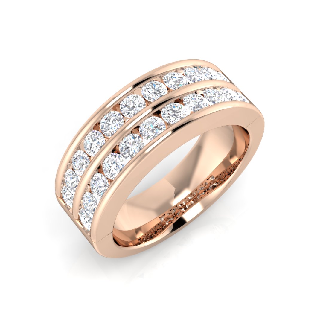 Lab-Grown Double Row Diamond Channel Set Half Eternity Ring | 0.5ct - 1ct