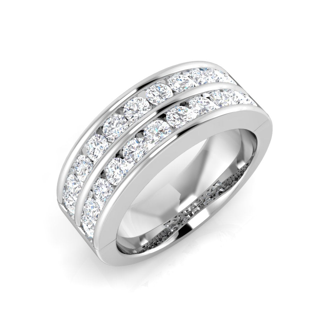 Lab-Grown Double Row Diamond Channel Set Half Eternity Ring | 0.5ct - 1ct