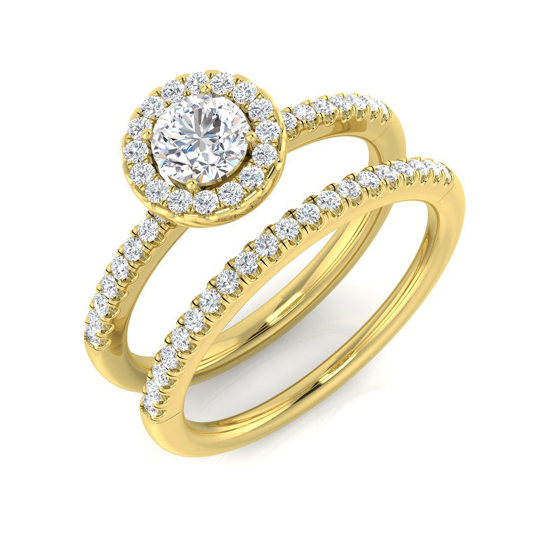 Natural Round Cut Diamond Halo Engagement Ring