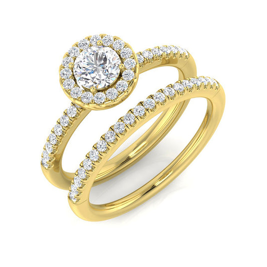 Natural Round Cut Diamond Halo Engagement Ring