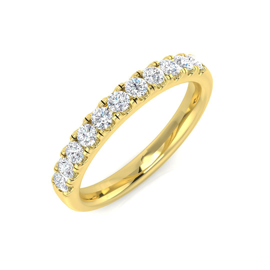 0.14-2.18ct Lab-Grown Round Cut D/VVS Diamond Half Eternity Ring