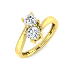 0.90Carat D-E/VS Lab Grown Diamond 2 Stone Wedding Ring 9k Yellow Gold Ready To Ship