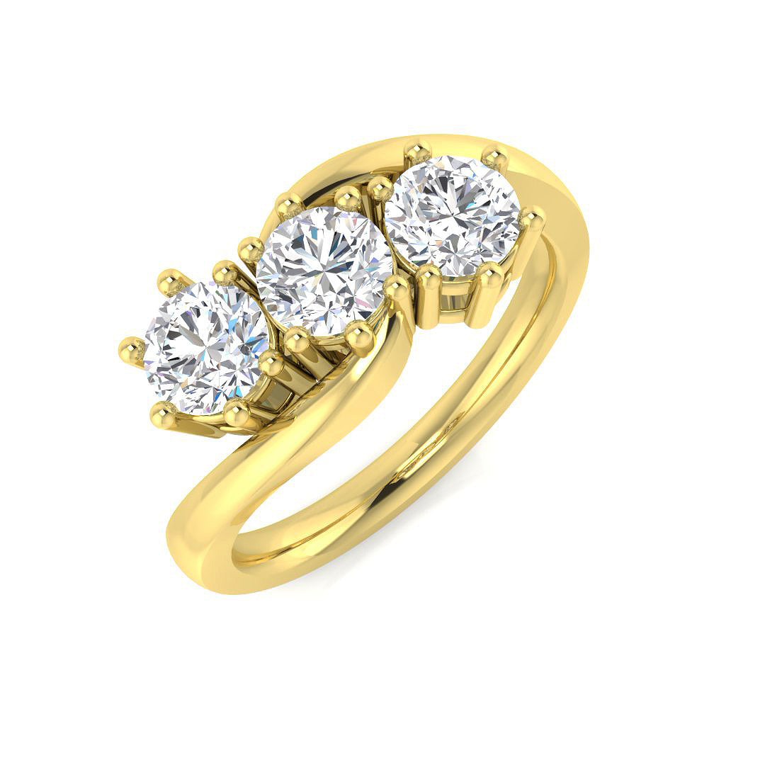1.20Carat DE/VS Lab Grown Diamond 3 Stone Ring 9k Yellow Gold Ready To Ship