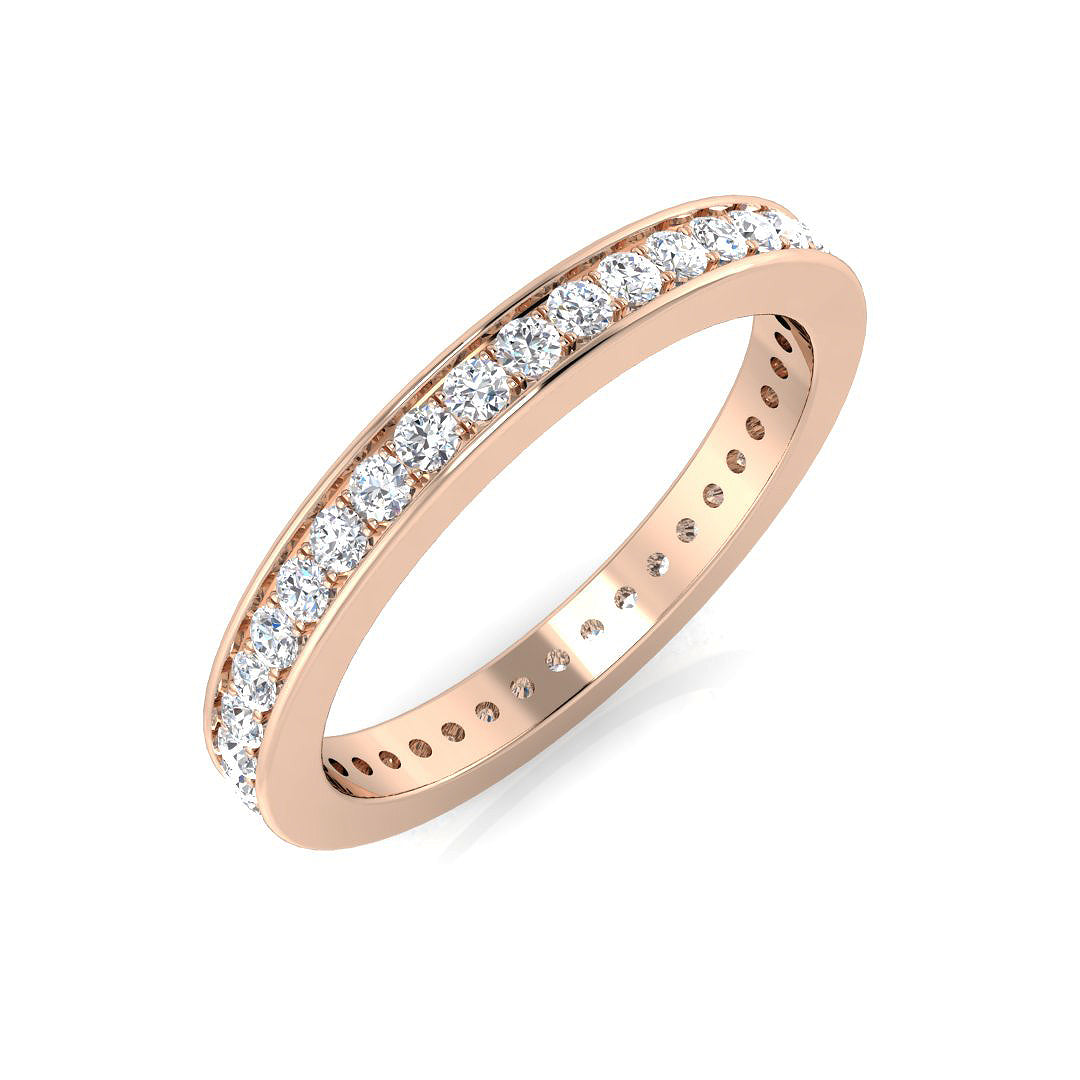 0.50 to 0.80 Carat Lab-Grown Round Cut D/VVS Diamond Channel Set Full Eternity Ring.