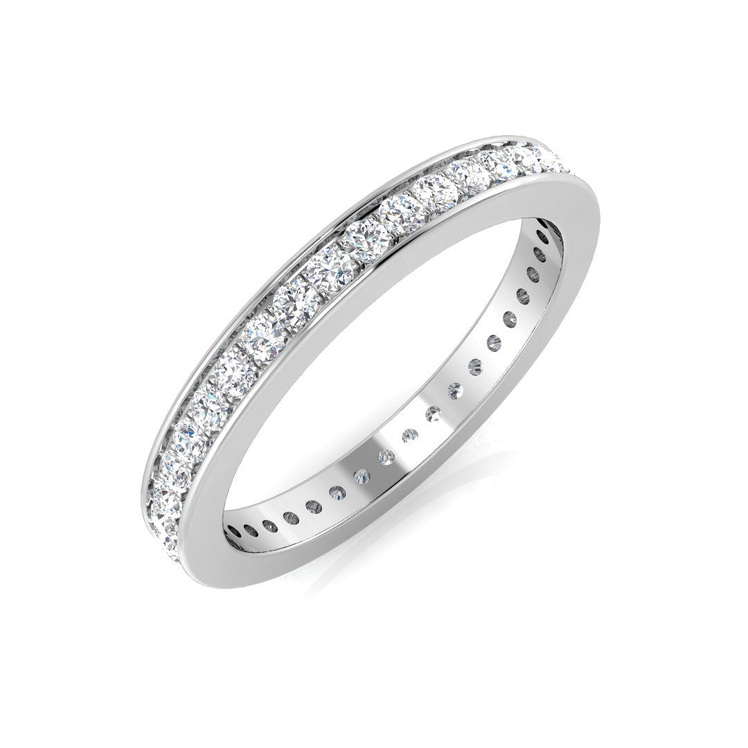 0.50 to 0.80 Carat Lab-Grown Round Cut D/VVS Diamond Channel Set Full Eternity Ring.