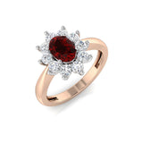 Red Ruby Diamond Halo Emgagement Ring | Oval Cut | 0.5ct - 1.75ct