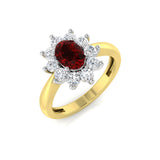 Red Ruby Diamond Halo Emgagement Ring | Oval Cut | 0.5ct - 1.75ct