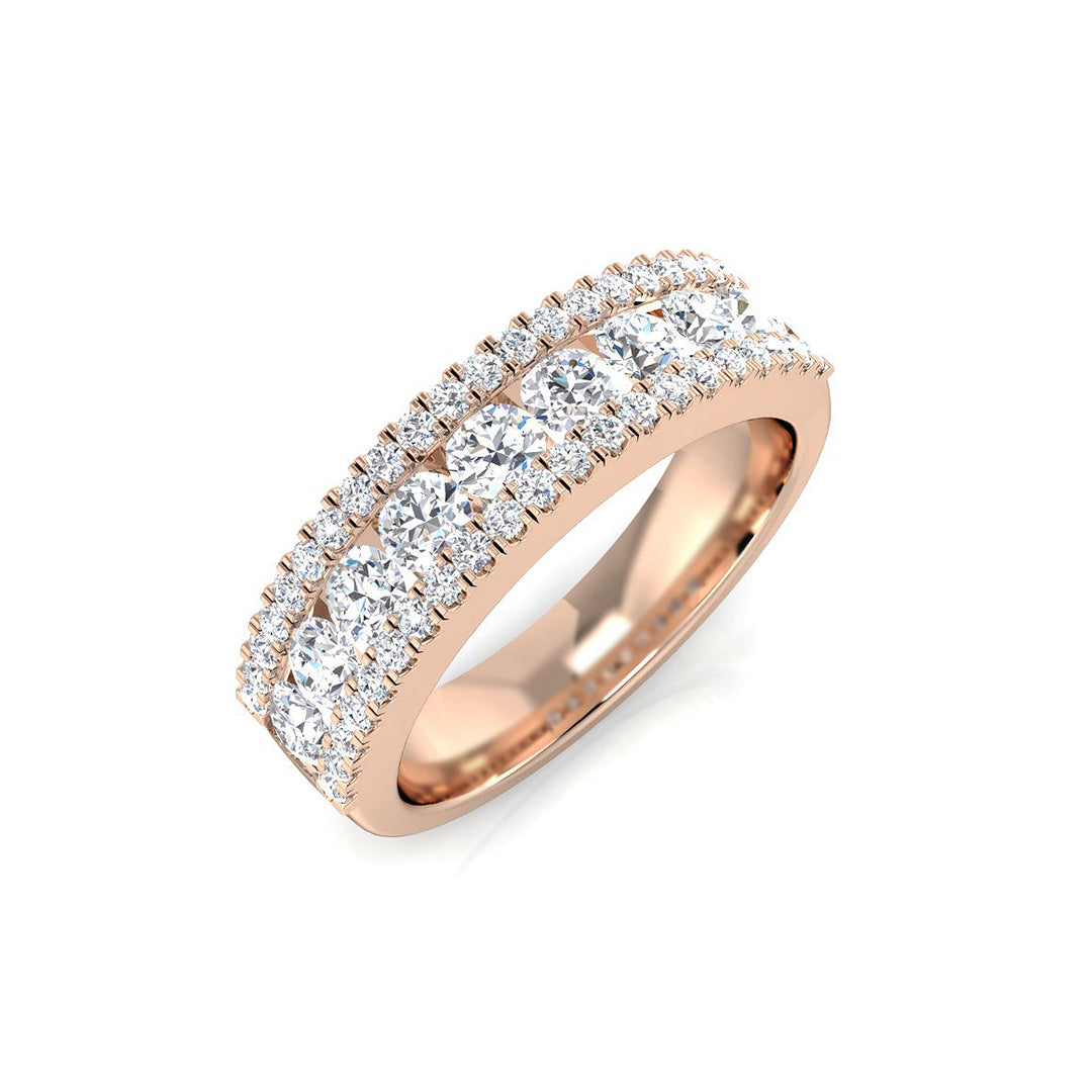 1.00-2.00ct Lab-Grown Round Cut D/VVS Diamond Half Eternity Ring