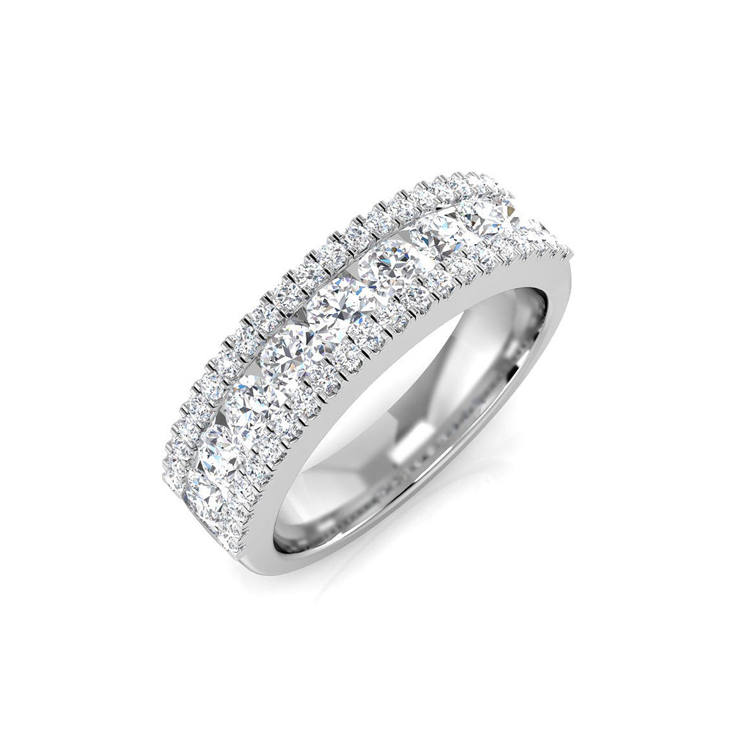 1.00-2.00ct Lab-Grown Round Cut D/VVS Diamond Half Eternity Ring
