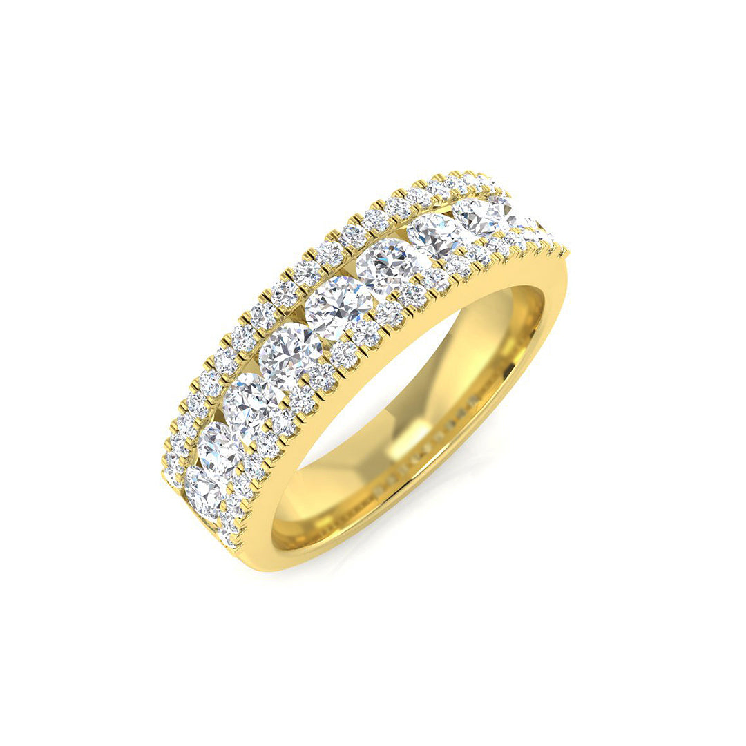 1.00-2.00ct Lab-Grown Round Cut D/VVS Diamond Half Eternity Ring
