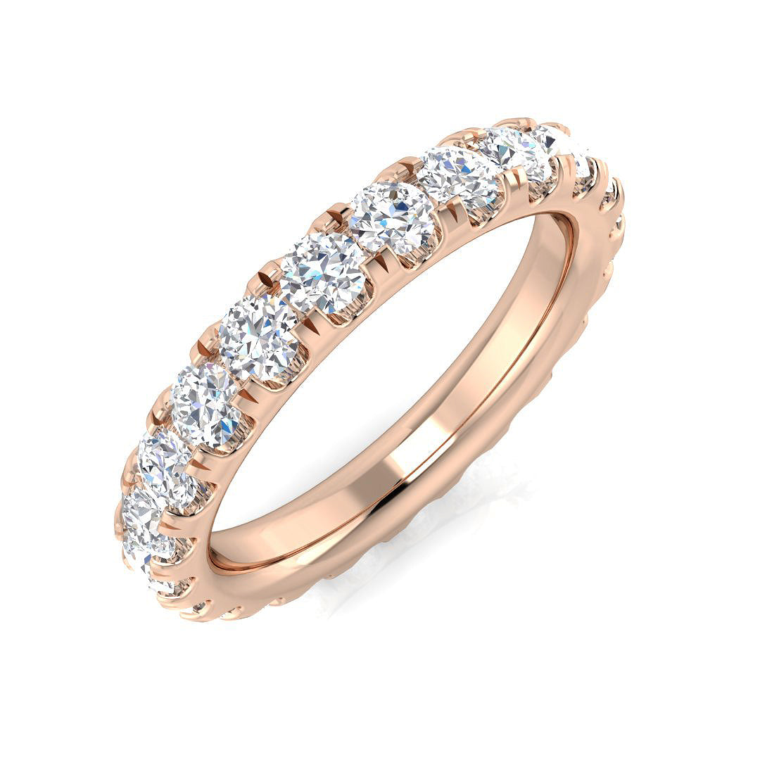 Lab-Grown Diamond Full Eternity Ring Claw Set Wedding Band UK Hallmarked | 0.2ct - 4ct
