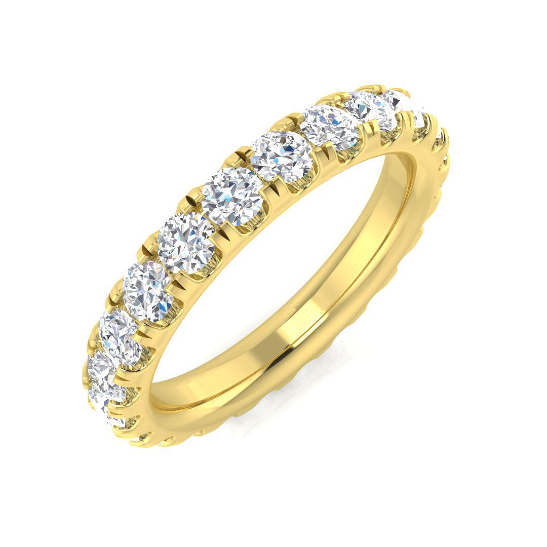 Lab-Grown Diamond Full Eternity Ring Claw Set Wedding Band UK Hallmarked | 0.2ct - 4ct