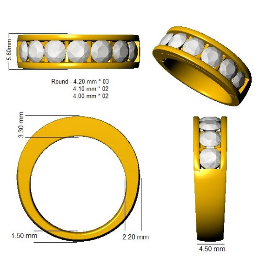 2.20Carat D-E/VS Lab Grown Diamond Half Eternity Wedding Ring 9k White Gold Ready To Ship
