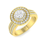 Verlobungsring mit natürlichem, rund geschliffenem Diamanten und Halo-Fassung