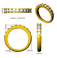 1.00Carat D-E/VS Lab Grown Diamond Half Eternity Wedding Ring 18k Yellow Gold Ready To Ship
