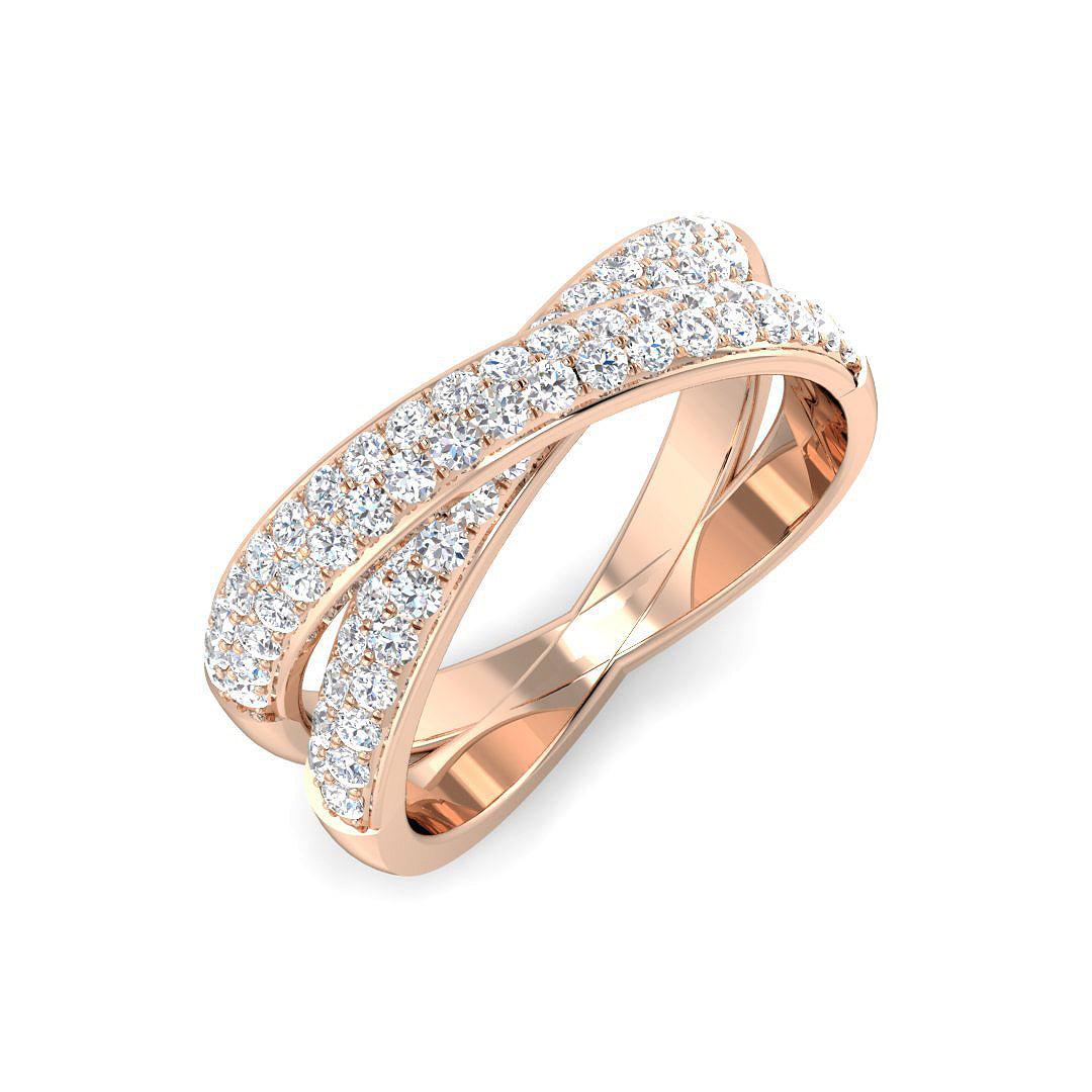 Twisted Diamond Ring, Pave Diamond Ring, Modern Ring