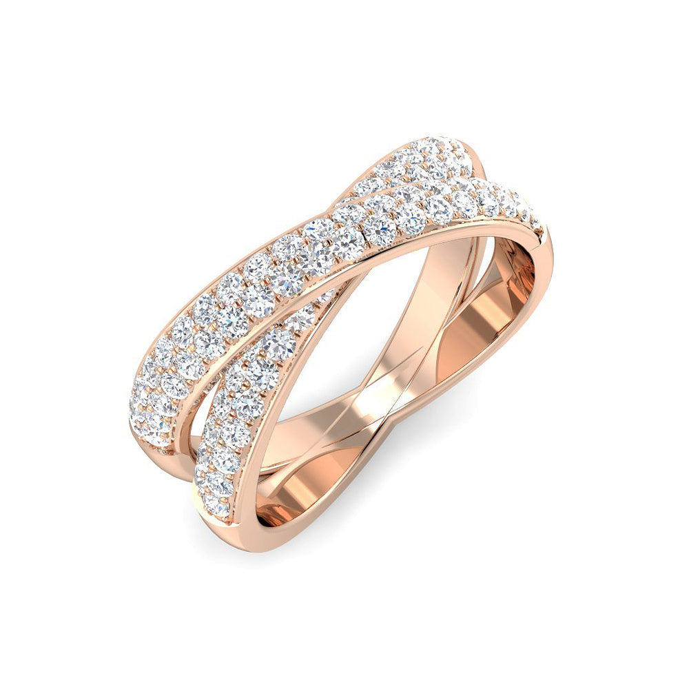 Twisted Diamond Ring, Pave Diamond Ring, Modern Ring