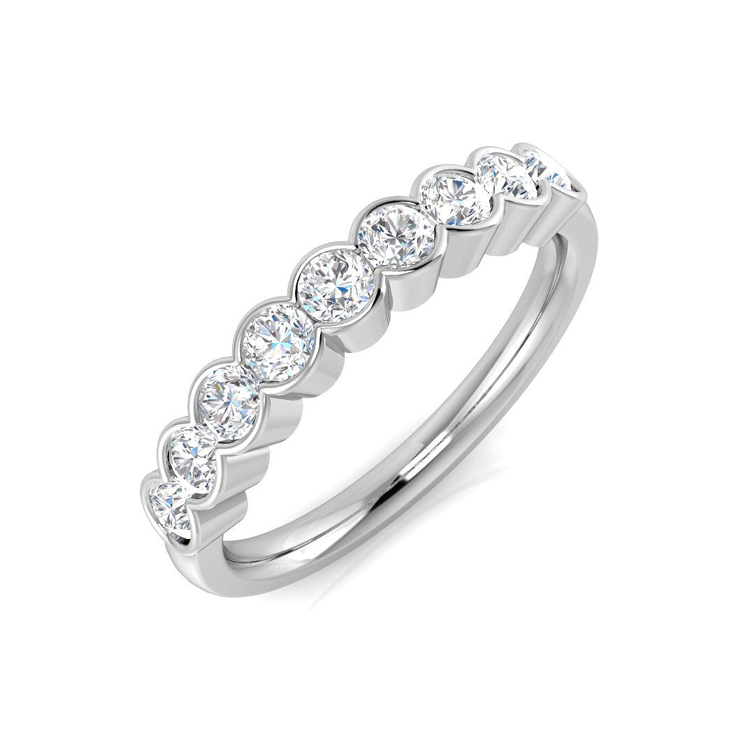 0.60Carat D-E/VS Lab Grown Diamond Half Eternity Wedding Ring 950 Platinum Ready To Ship