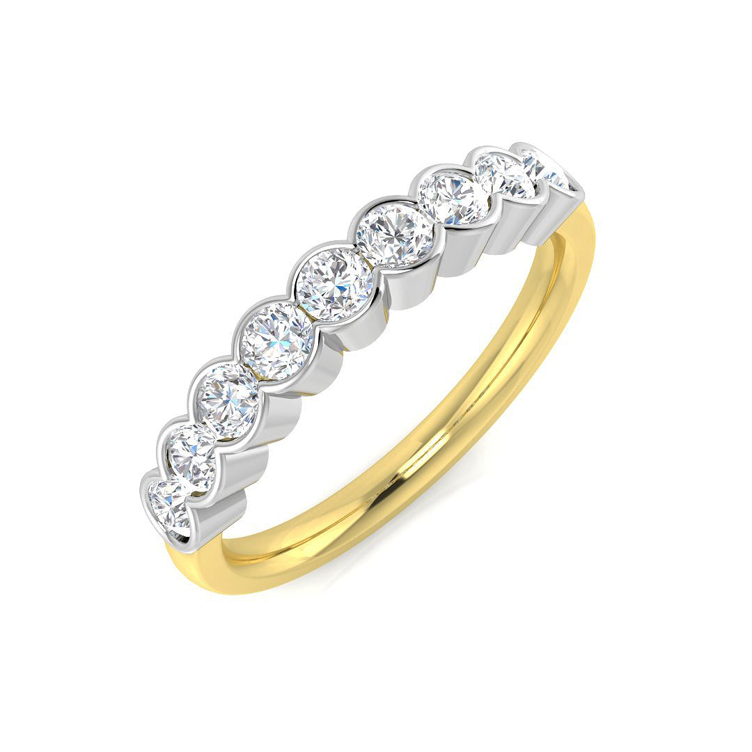 0.60Carat D-E/VS Lab Grown Diamond Half Eternity Wedding Ring 18k Yellow Gold Ready To Ship