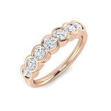 7-Stone Natural Round Cut Diamond Ring Half Bezel Set
