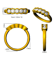 0.80Carat DE/VS Lab Grown Diamond 5 Stone Ring 9k Yellow Gold Ready To Ship