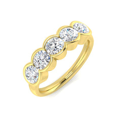 1.30Carat DE/VS Lab Grown Diamond 5 Stone Ring 9k Yellow Gold Ready To Ship