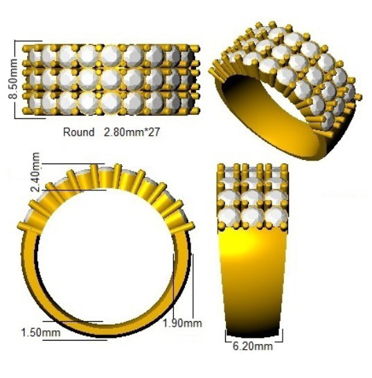 2.30Carat D-E/VS Lab Grown Diamond Half Eternity Wedding Ring 9k White Gold Ready To Ship