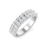 Bague demi-alliance sertie de diamants ronds de 0,50 à 0,85 ct, cultivés en laboratoire, pureté D/VVS.