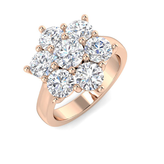 7-Stone Natural Round Cut Diamond Ring Gift for Her.