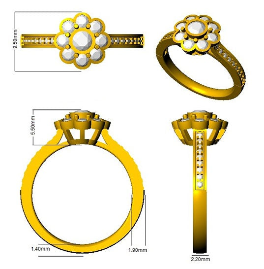 Lab-Grown Round Cut Diamond Cluster Ring In Gold & Platinum | 0.75ct