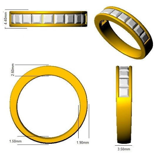 Diamond Princess Half Eternity Ring | 1ct - 1.5ct | Lab-Grown & Natural Diamonds