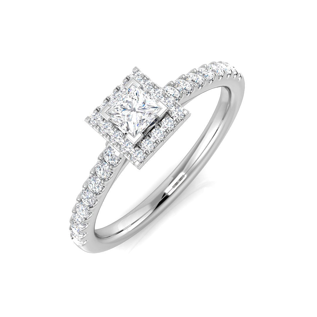 Diamond Princess Cut Halo Ring | 0.5 Carat | Lab-Grown & Natural Diamonds