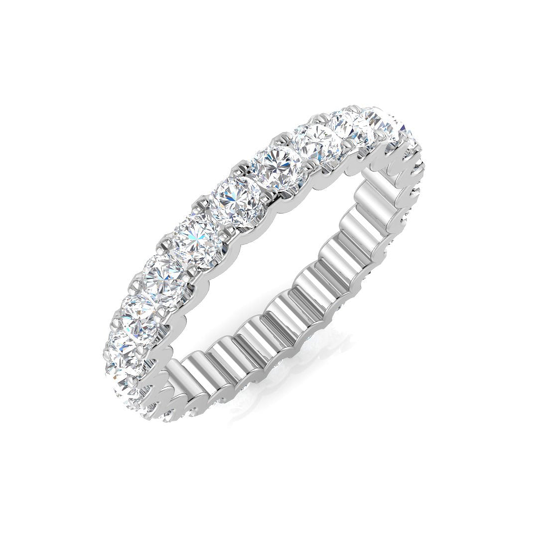 1.00 to 4.00 Carat Lab-Grown Round Cut D/VVS Diamond U-Prong Set Full Eternity Ring.