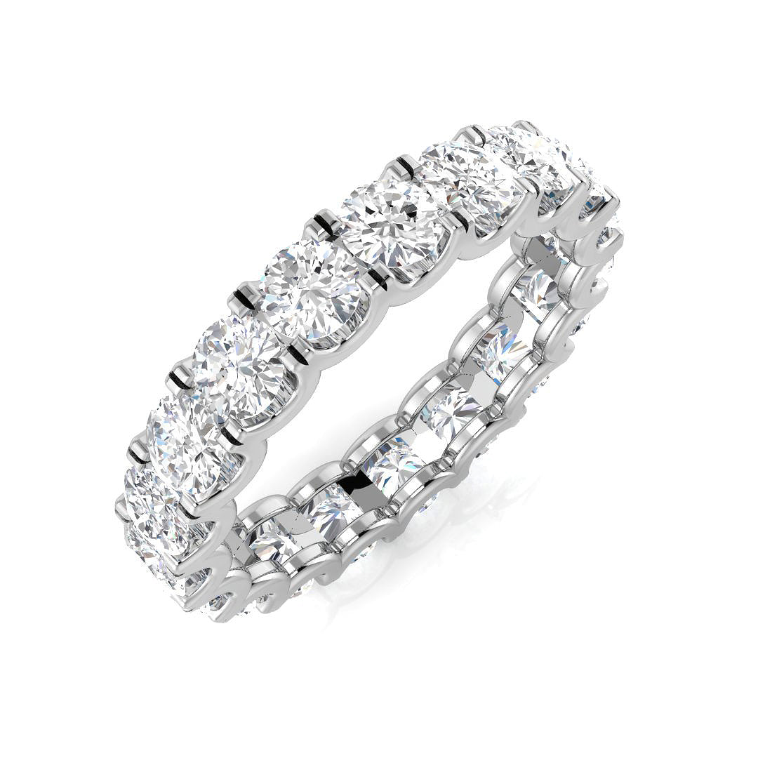 1.00 to 4.00 Carat Lab-Grown Round Cut D/VVS Diamond U-Prong Set Full Eternity Ring.