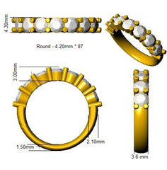 2.30Carat D-E/VS Lab Grown Diamond Half Eternity Wedding Ring 18k Yellow Gold Ready To Ship