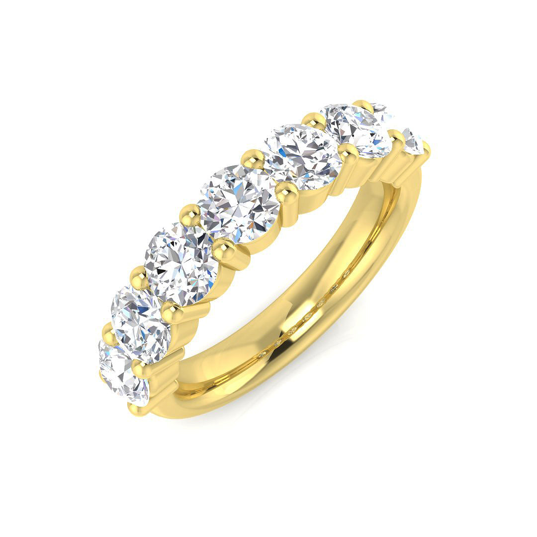 0.50-2.25ct Lab-Grown D/VVS Round Cut Diamond Prong Set Half Eternity Ring.