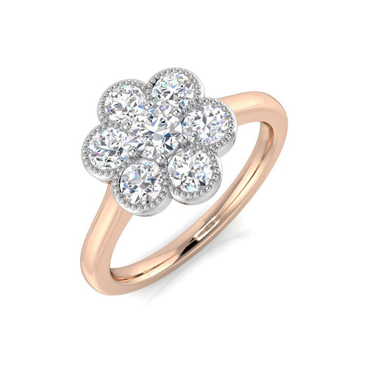 7-Stone Natural Round Cut Diamond Cluster Ring.