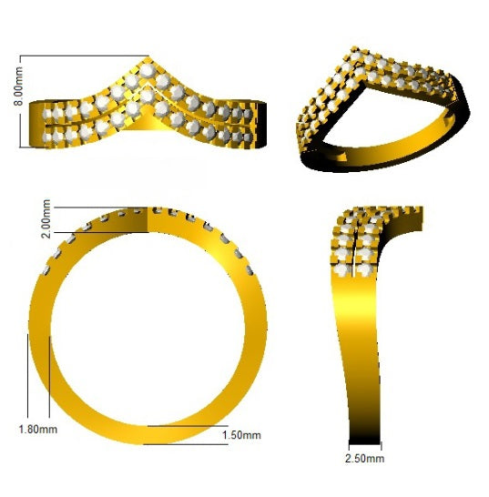 Gold bracelet with white stones, shown from multiple angles with measurements.
