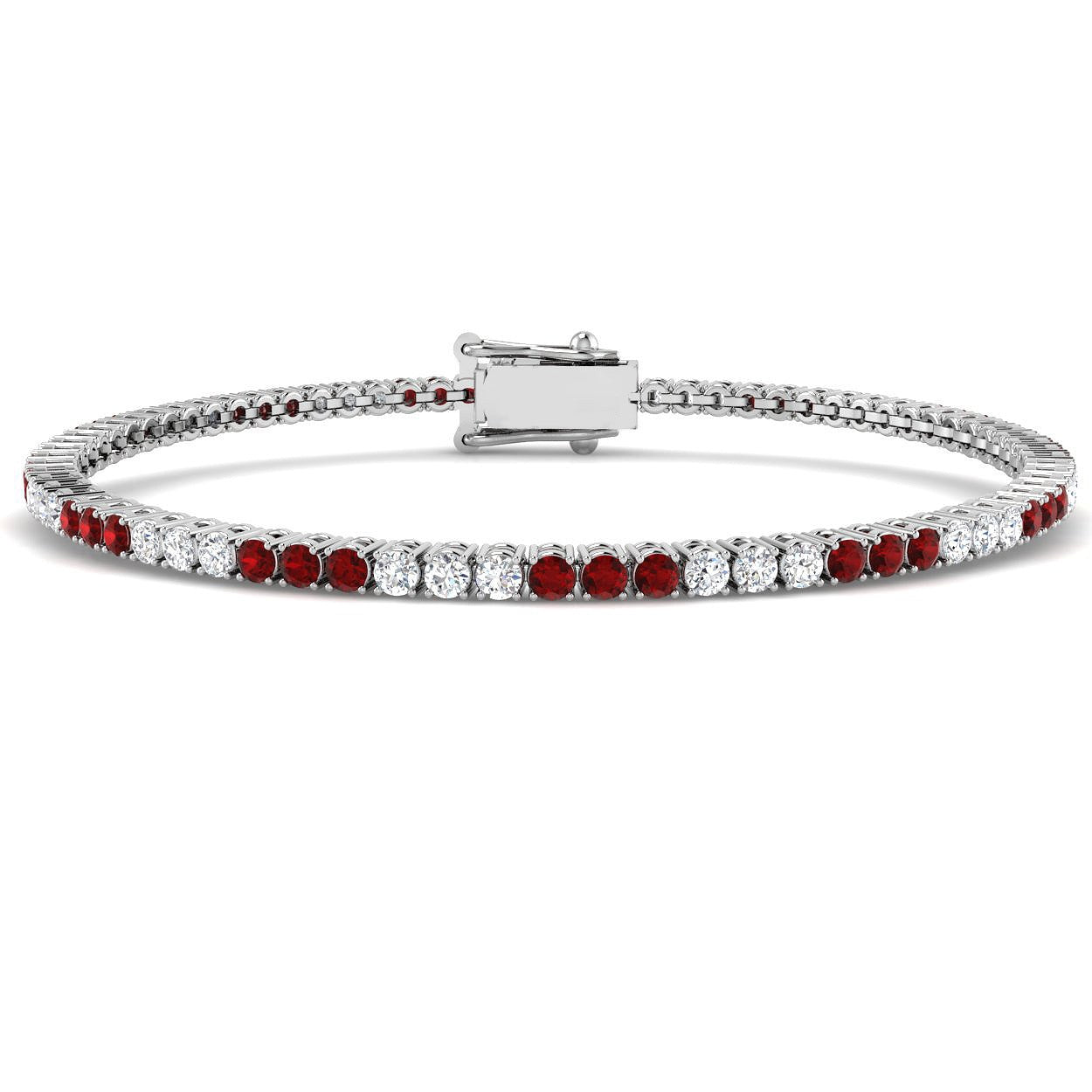 2.60Ct Round Ruby & Diamond Designer Bracelet 18k White Gold Ready To Ship
