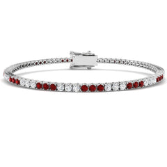 2.60Ct Round Ruby & Diamond Designer Bracelet 18k White Gold Ready To Ship