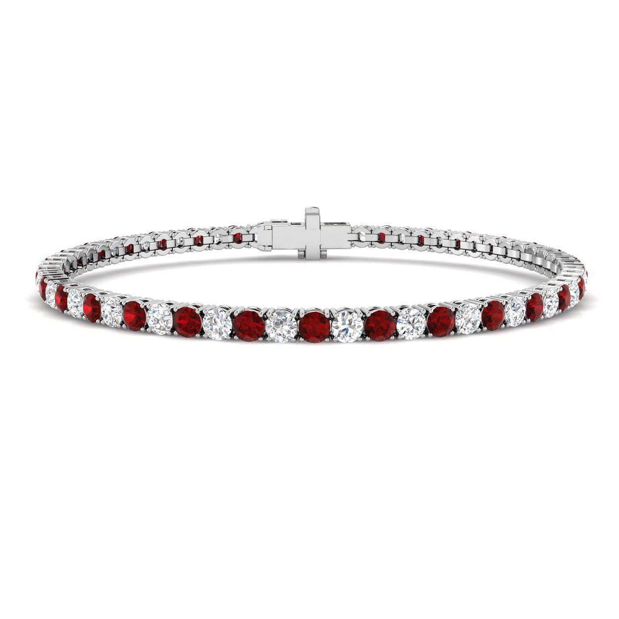 5.80Ct Round Ruby & Diamond Designer Bracelet 9k White Gold Ready To Ship