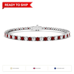 5.80Ct Round Ruby & Diamond Designer Bracelet 9k White Gold