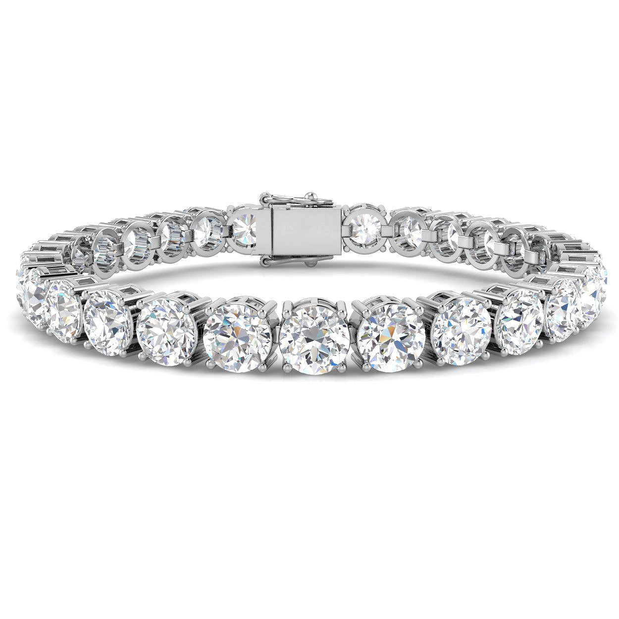 28.5 Carat D-E/VS Lab Grown Round Diamond Tennis Bracelet 18k White Gold Ready To Ship