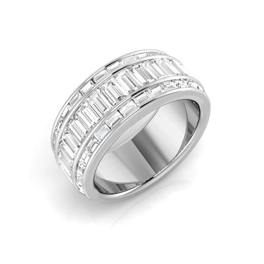 Baguette and Brilliant Cut Diamond Half Eternity Ring in White Gold